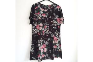 Zomer jurk bloemen zwart groen roze M