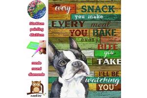 50x40cm Diamond Painting boston terrier (rond) nr 2044