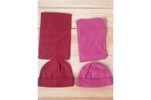 2x kinder winter fleece sets rood roze one size