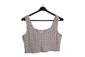 Crop top creme roze bloemetjes XL