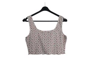 Crop top creme roze bloemetjes XL