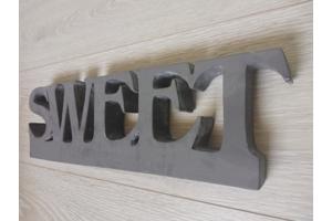 wandbord tekst sweet grijs