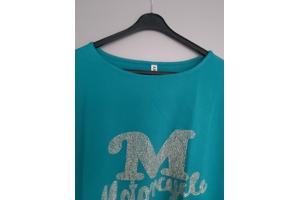 Arino sweatjurk motorcycle strass steentjes turquoise XL/XXL