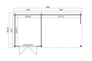 Tuinhuis-Blokhut Sunniva: 590 x 295 cm