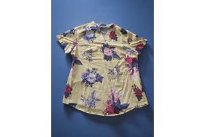 Metrofive bloemen shirt vhals geel XXL/44