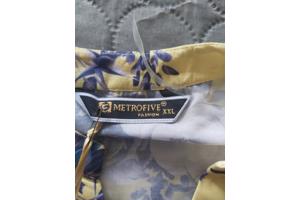 Metrofive bloemen shirt vhals geel XXL/44