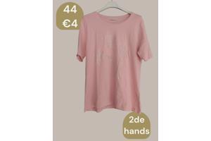 T-shirt glitter palmbomen roze zilver 44