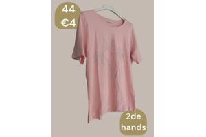 T-shirt glitter palmbomen roze zilver 44