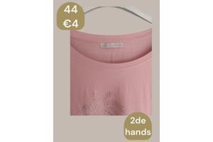 T-shirt glitter palmbomen roze zilver 44