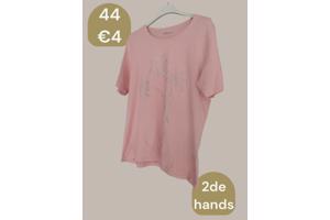 T-shirt glitter palmbomen roze zilver 44