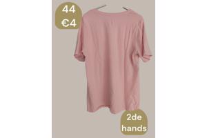 T-shirt glitter palmbomen roze zilver 44