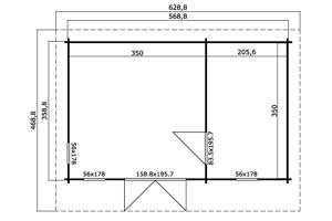 Tuinhuis-Blokhut Baruda 53: 510 x 330 cm ---44mm dik