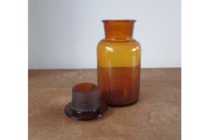 Apothekerspot van bruin glas - met geslepen stop