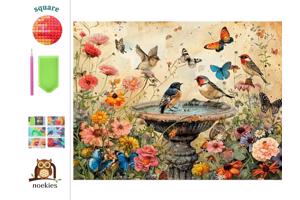 nr 44 Diamond Painting vogels vlinders 50x40cm (vierkant)