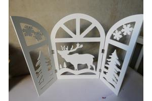 Kerst raam decoratie wit hout 45 cm hoog