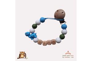 nr 2 noekies naam speenkoord dino blauw khaki wit