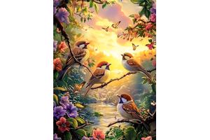 nr 24 Diamond Painting vogels 50x40cm (vierkant)