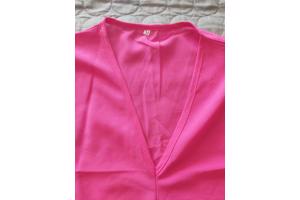 Luchtig mouwloos effen shirt donker roze M