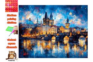 50x40cm Diamond Painting Charles brug Praag (vierkant) nr 5