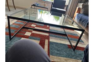 Glazen salontafel - antraciet kleurig stalen frame