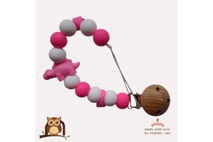 nr 24 noekies Speenkoord dino stekel roze wit