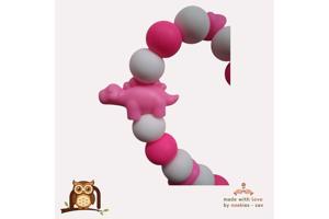 nr 24 noekies Speenkoord dino stekel roze wit