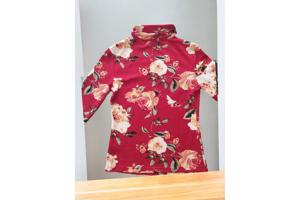 Stretchy top rood bloemenprint met hals koord M