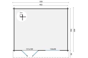 Blokhut - Tuinhuis Toledo | 34 mm | vuren onbehandeld