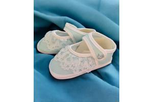 Junior Joy Babyschoenen Newborn Kant Meisjes Lichtblauw/wit