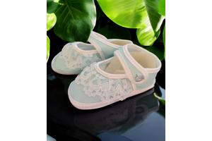 Junior Joy Babyschoenen Newborn Kant Meisjes Lichtblauw/wit