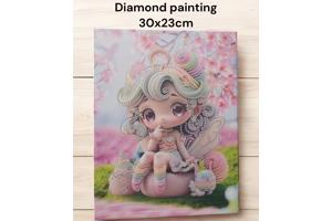 Diamond Painting Princess met houten frame 30x23cm