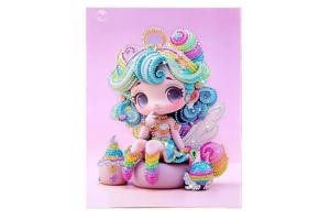 Diamond Painting Princess met houten frame 30x23cm