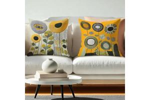 Set van 4 kussenhoezen mosterdgeel groen 40x40cm