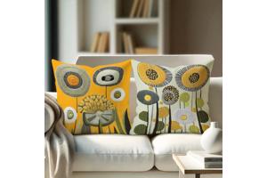 Set van 4 kussenhoezen mosterdgeel groen 40x40cm