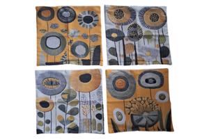 Set van 4 kussenhoezen mosterdgeel groen 40x40cm