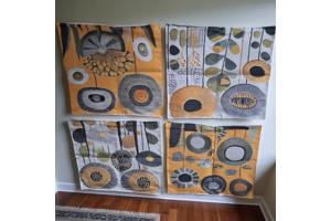 Set van 4 kussenhoezen mosterdgeel groen 40x40cm