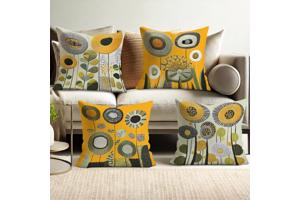 Set van 4 kussenhoezen mosterdgeel groen 40x40cm