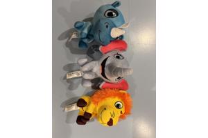 Lidl safari mini&#x2019;s 3 knuffels neushoorn leeuw  olifant