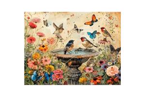 50x40cm Diamond Painting vogels vlinders (vierkant) nr 44