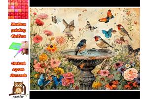 50x40cm Diamond Painting vogels vlinders (vierkant) nr 44