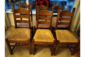 6 eetkamerstoelen met rieten zitting
