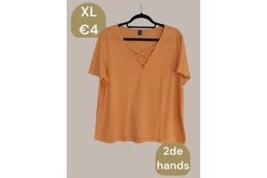 Shein oranje t-shirt kruisband XL