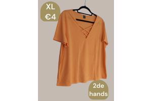 Shein oranje t-shirt kruisband XL