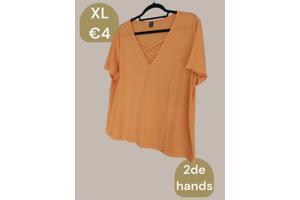 Shein oranje t-shirt kruisband XL