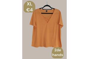 Shein oranje t-shirt kruisband XL