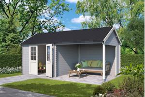 Blokhut met overkapping Fraya 575x275 Onbehandeld vuren