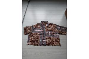 JCL blouse panter zijde zacht bruin rood S/M