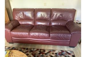 rood leren 3 zits bank