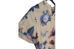 Metrofive bloemen shirt vhals geel XXL