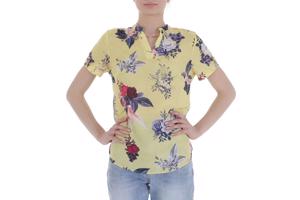 Metrofive bloemen shirt vhals geel XXL